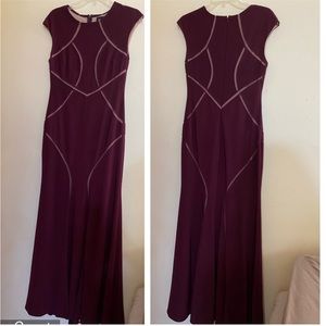 Xscape Maroon Nude Illusion accent Gown Dress size 10P